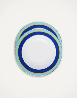 La DoubleJ Piatti|Tavola<Soup Plates Set Of 2Rainbow Blue in Porcelain