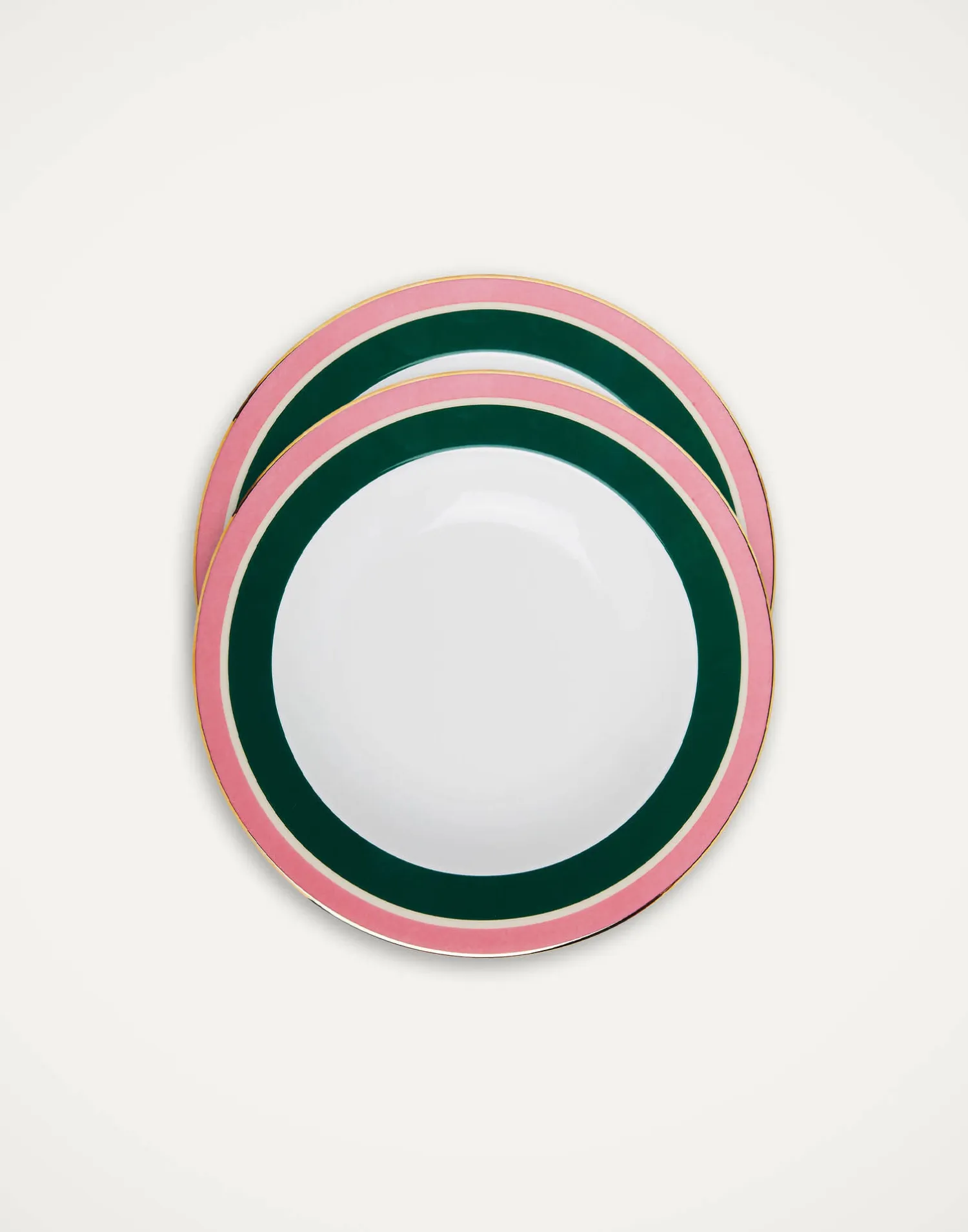 La DoubleJ Piatti|Tavola<Soup Plates Set Of 2Rainbow Forest Green in Porcelain