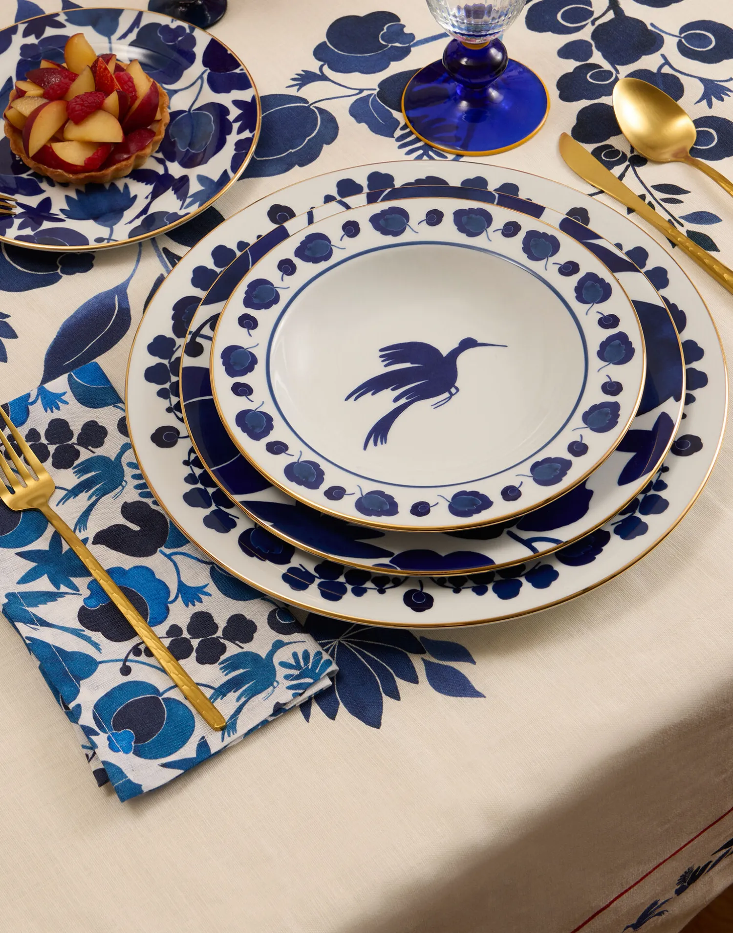La DoubleJ Piatti|Tavola<Soup Plates Set Of 2Wildbird Blue in Porcelain
