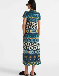 La DoubleJ Vestiti<Sporty Swing DressCasareale Barr&eacute; Plac&egrave;e Emerald in Cotton Jersey