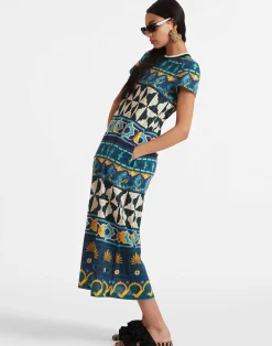 La DoubleJ Vestiti<Sporty Swing DressCasareale Barré Placèe Emerald in Cotton Jersey