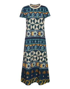 La DoubleJ Vestiti<Sporty Swing DressCasareale Barré Placèe Emerald in Cotton Jersey