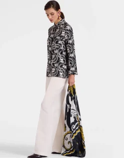 La DoubleJ Foulard E Sciarpe|Accessories<Square ScarfMarea Black & White in Modal Silk