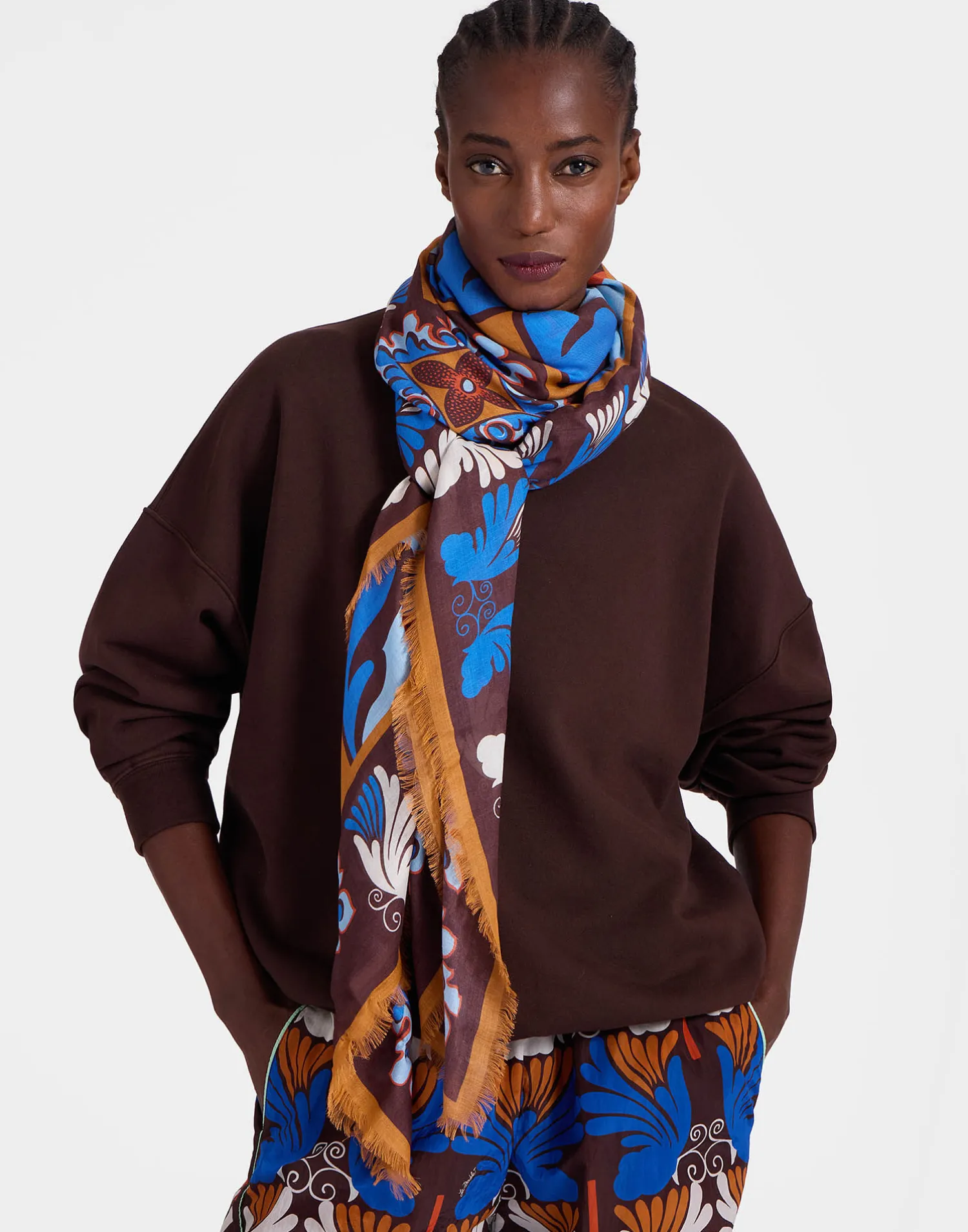 La DoubleJ Accessories|Foulard E Sciarpe<Square ScarfPalazzo Light Blue in Modal Silk