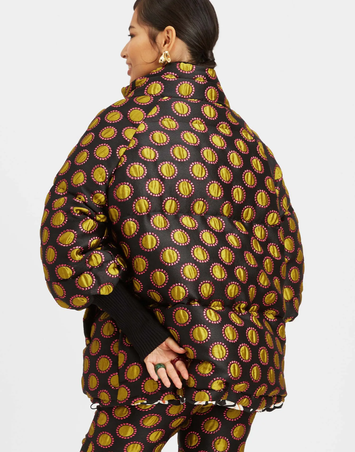 La DoubleJ Capispalla<St. Moritz Reversible JacketWinter Sun Black in Jacquard
