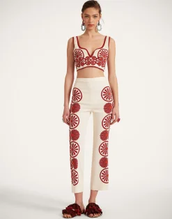 La DoubleJ Pantaloni E Shorts<Stretch PantsMedallion Placée Cream in Envers Satin