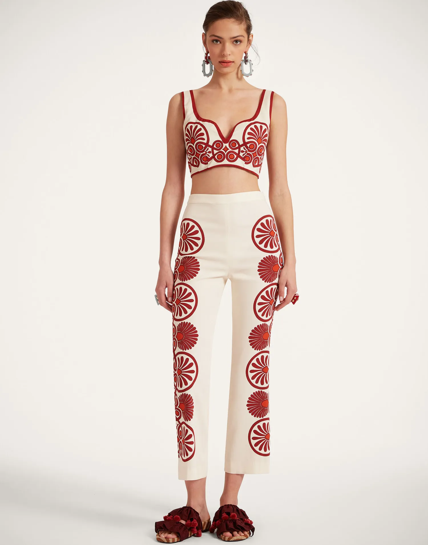 La DoubleJ Pantaloni E Shorts<Stretch PantsMedallion Placée Cream in Envers Satin