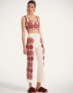 La DoubleJ Pantaloni E Shorts<Stretch PantsMedallion Placée Cream in Envers Satin