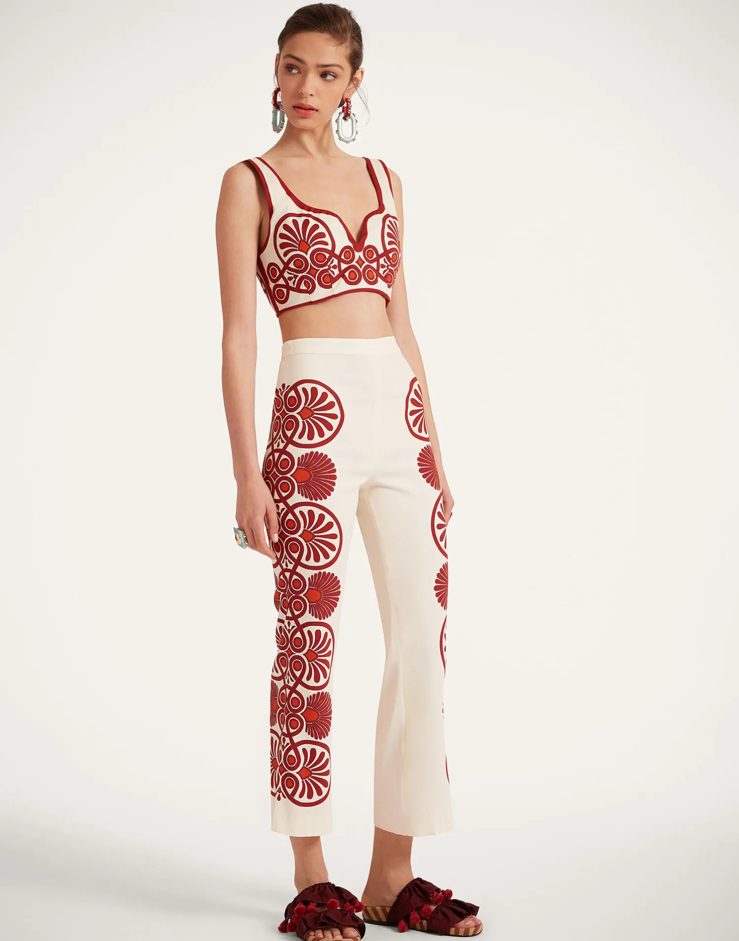 La DoubleJ Pantaloni E Shorts<Stretch PantsMedallion Placée Cream in Envers Satin
