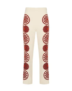 La DoubleJ Pantaloni E Shorts<Stretch PantsMedallion Placée Cream in Envers Satin