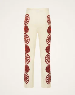 La DoubleJ Pantaloni E Shorts<Stretch PantsMedallion Placée Cream in Envers Satin