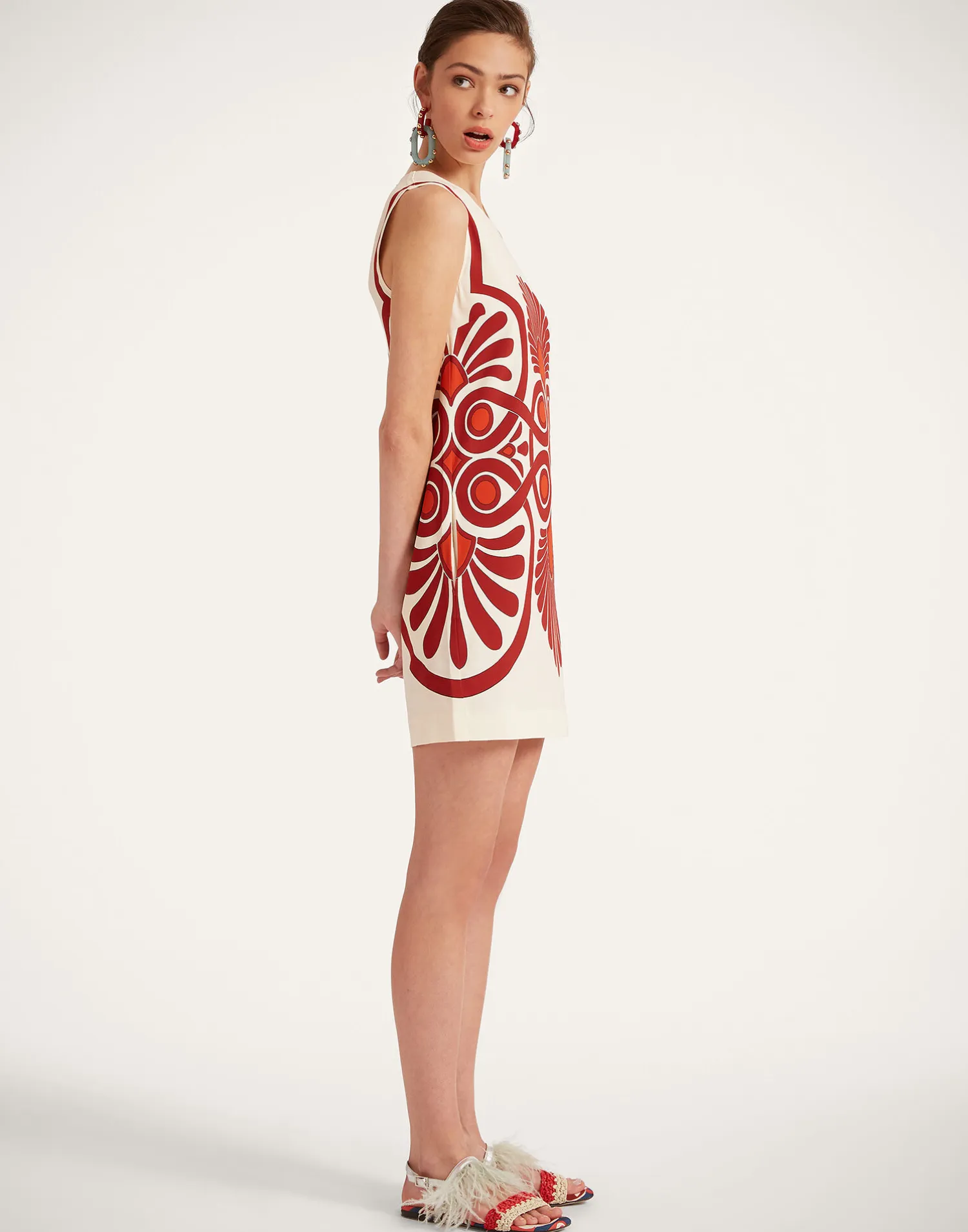 La DoubleJ Camicie E Top|Vestiti<Stretch TunicMedallion Placée Cream in Envers Satin