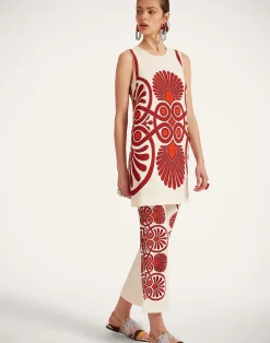 La DoubleJ Camicie E Top|Vestiti<Stretch TunicMedallion Placée Cream in Envers Satin