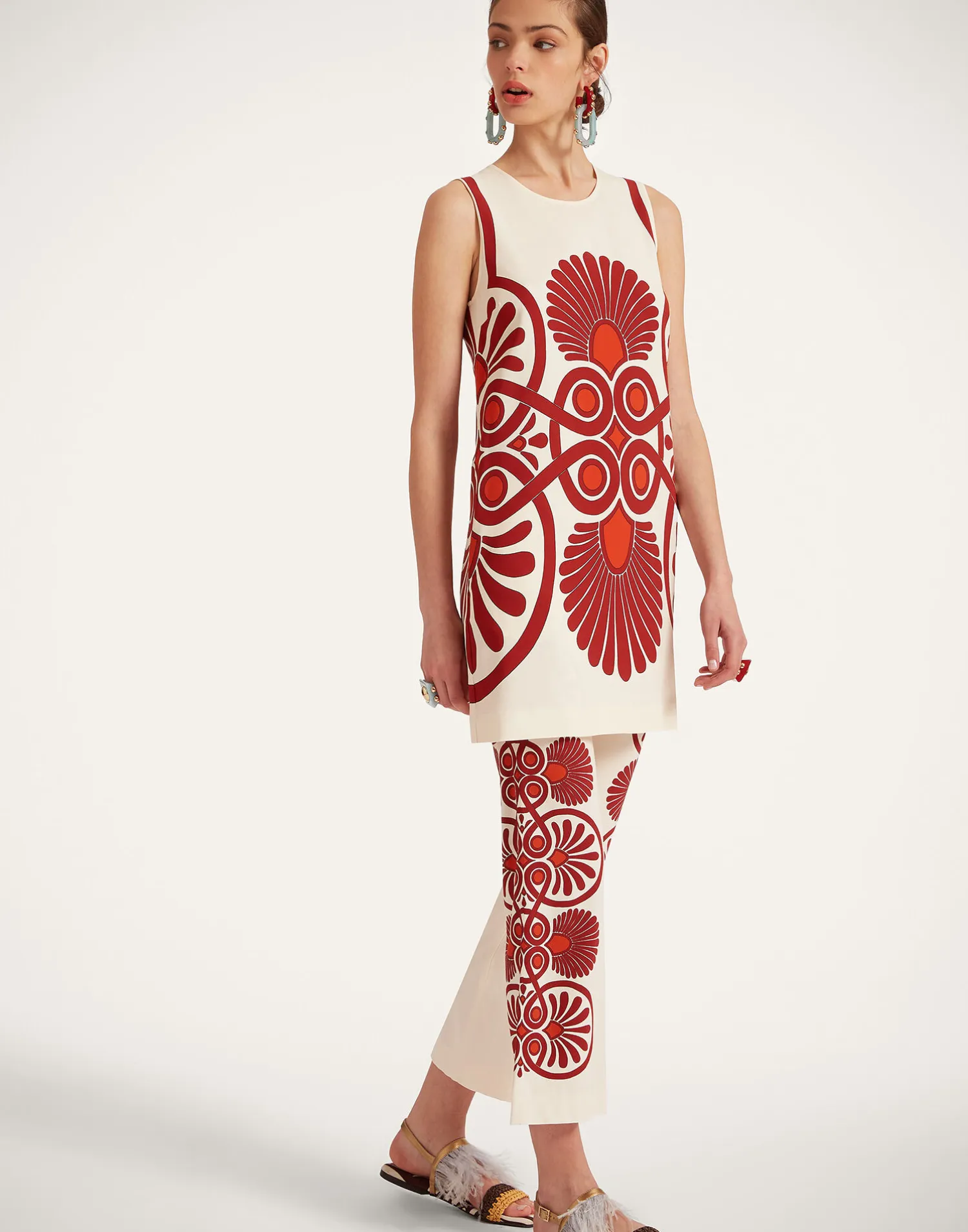 La DoubleJ Camicie E Top|Vestiti<Stretch TunicMedallion Placée Cream in Envers Satin