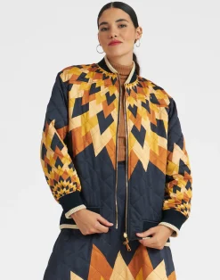 La DoubleJ Capispalla<Suki JacketEgyptian Sun Plac&eacute;e Gold in Quilted Twill