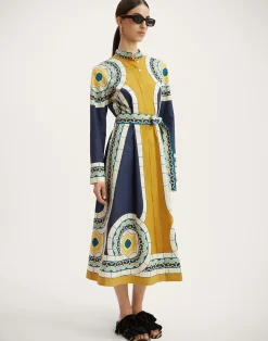 La DoubleJ Vestiti<Sundowner DressMudejar Placée Blue in Cotton Poplin