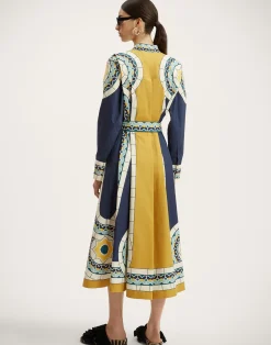 La DoubleJ Vestiti<Sundowner DressMudejar Plac&eacute;e Blue in Cotton Poplin