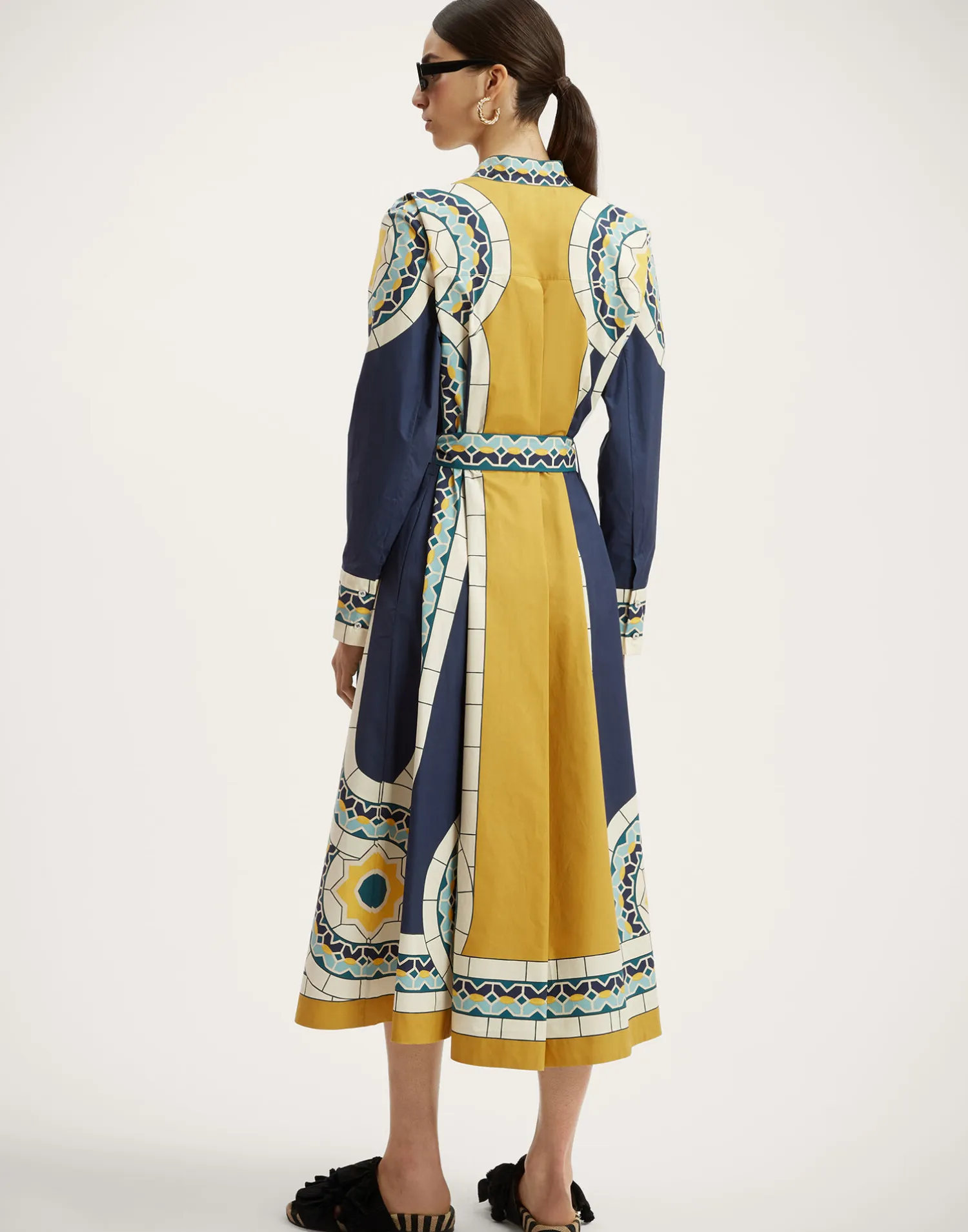 La DoubleJ Vestiti<Sundowner DressMudejar Placée Blue in Cotton Poplin