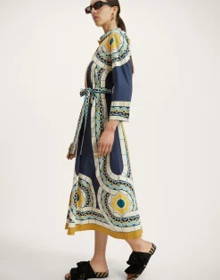 La DoubleJ Vestiti<Sundowner DressMudejar Placée Blue in Cotton Poplin