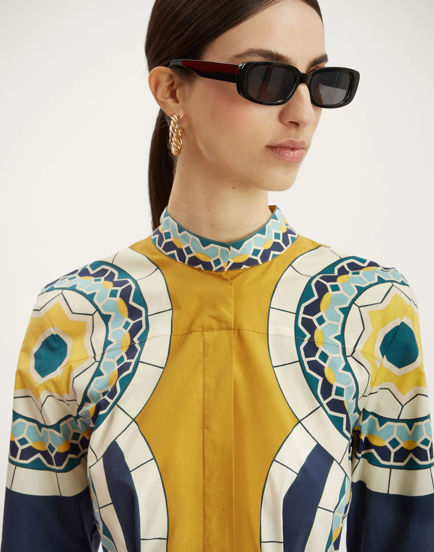 La DoubleJ Vestiti<Sundowner DressMudejar Placée Blue in Cotton Poplin