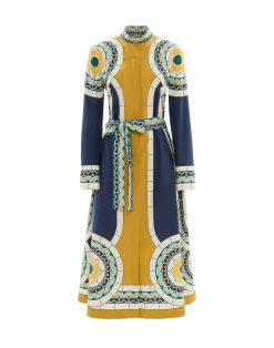 La DoubleJ Vestiti<Sundowner DressMudejar Placée Blue in Cotton Poplin