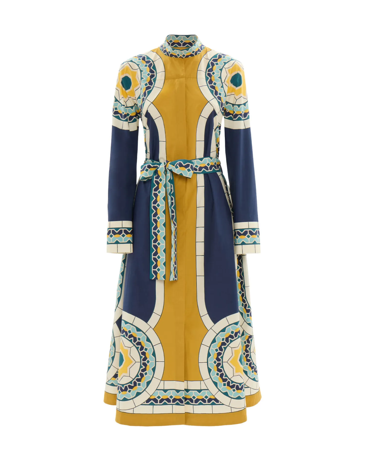 La DoubleJ Vestiti<Sundowner DressMudejar Placée Blue in Cotton Poplin