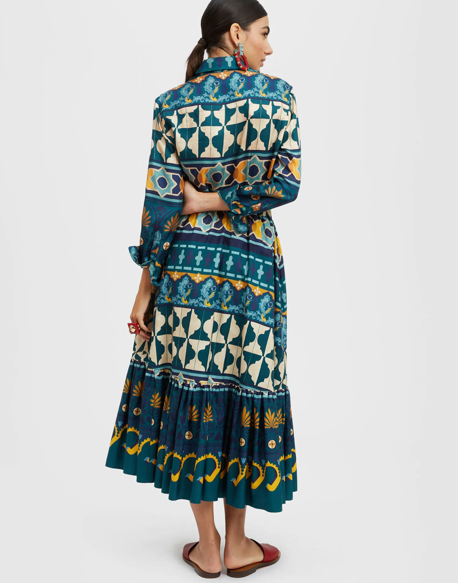 La DoubleJ Gonne<Sunset SkirtCasareale Placèe Emerald in Summer Poplin