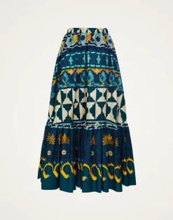 La DoubleJ Gonne<Sunset SkirtCasareale Placèe Emerald in Summer Poplin