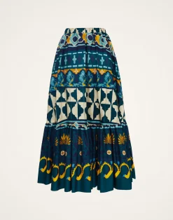 La DoubleJ Gonne<Sunset SkirtCasareale Placèe Emerald in Summer Poplin