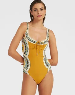 La DoubleJ Moda Mare<Sunset Suit SleevelessMudejar Plac&eacute;e Marigold in Supreme Lycra