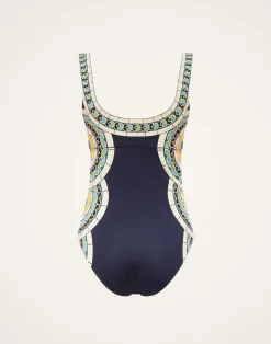 La DoubleJ Moda Mare<Sunset Suit SleevelessMudejar Plac&eacute;e Marigold in Supreme Lycra