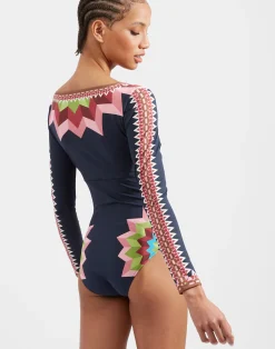 La DoubleJ Moda Mare<Sunset SuitSunset Navy Plac&eacute;e in Lycra