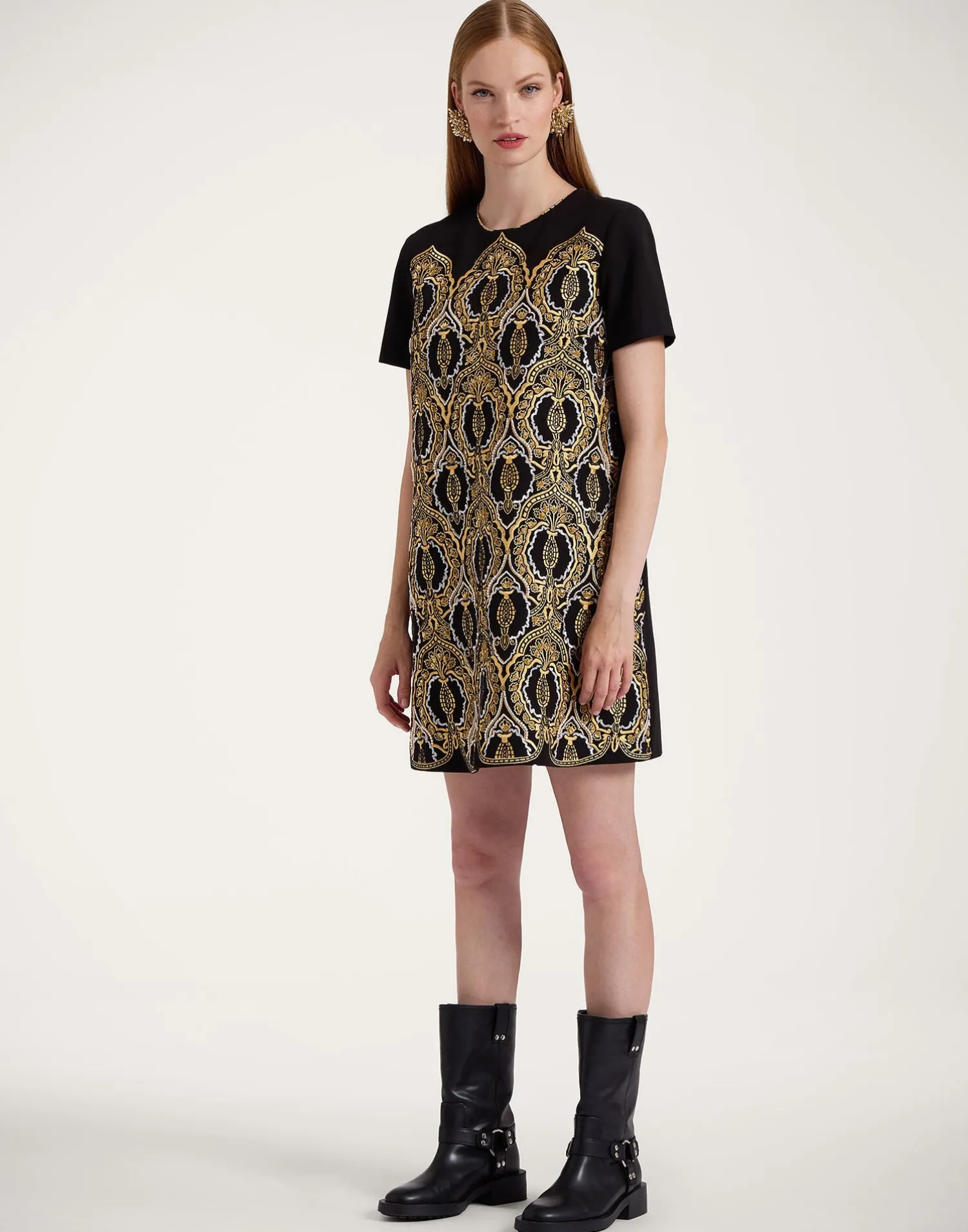 La DoubleJ Party Dressing<Super Mini Swing DressSolid Black in Techno Cady
