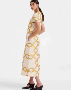 La DoubleJ Party Dressing<Super Swing DressTackle Gold in Jacquard