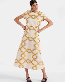 La DoubleJ Vestiti<Super Swing DressTackle Gold in Jacquard
