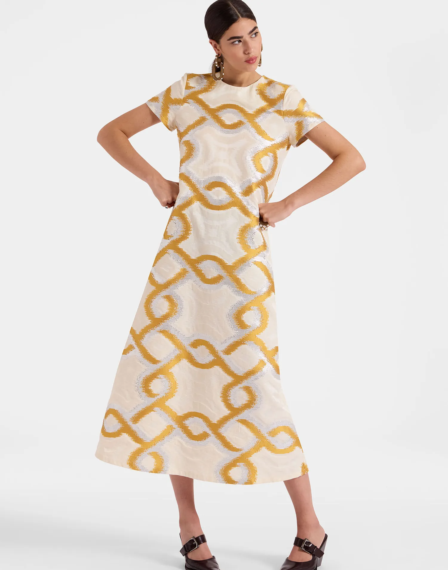 La DoubleJ Vestiti<Super Swing DressTackle Gold in Jacquard
