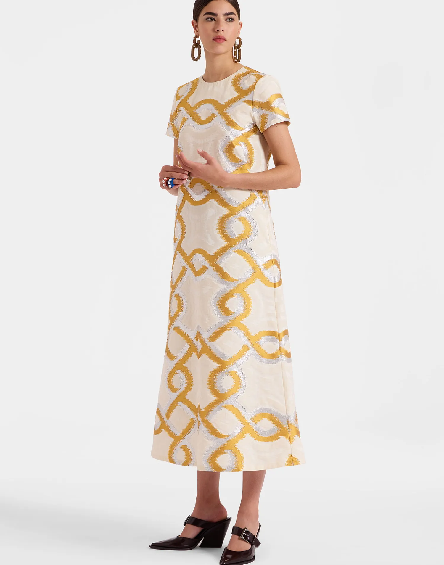 La DoubleJ Vestiti<Super Swing DressTackle Gold in Jacquard