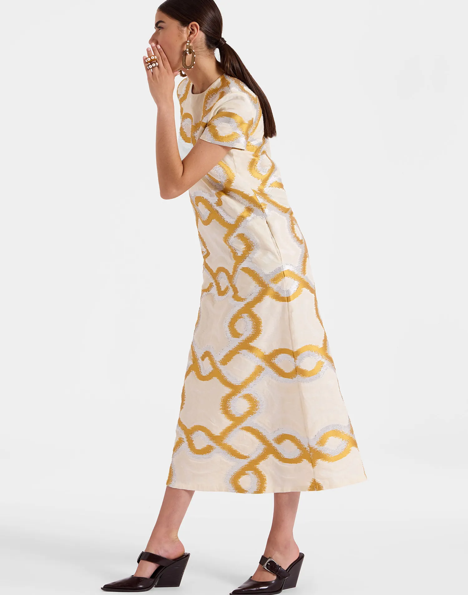La DoubleJ Vestiti<Super Swing DressTackle Gold in Jacquard