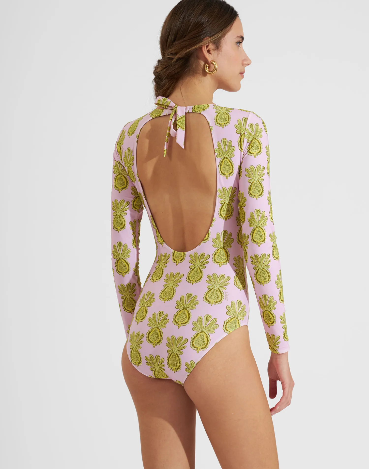 La DoubleJ Moda Mare<Surf SuitPineapple Sunflower Pink in Lycra