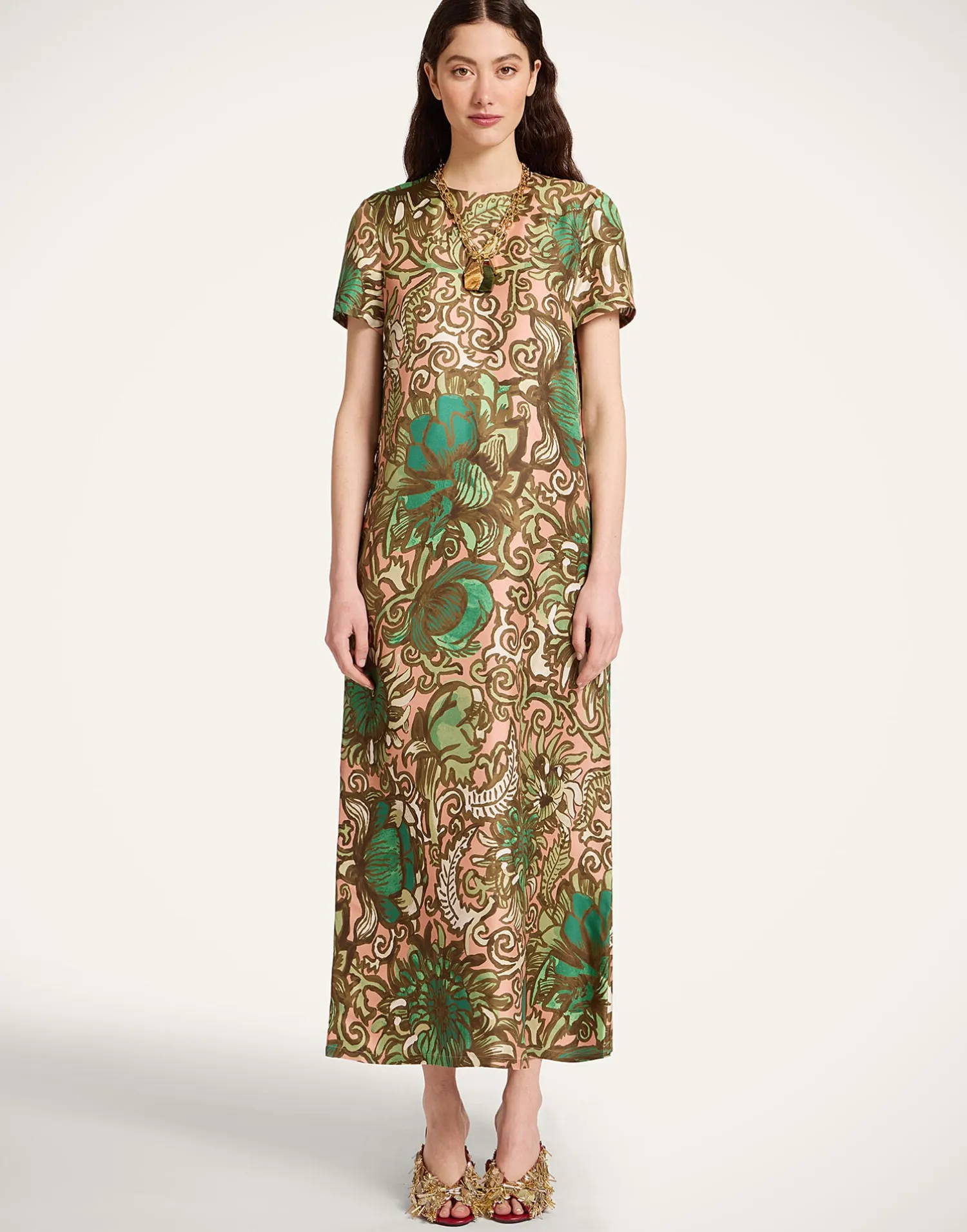 La DoubleJ Party Dressing<Swing DressAnemone Pink in Twill Silk