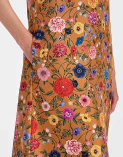 La DoubleJ Party Dressing<Swing DressBotticelli Rust in Silk Twill With Feathers