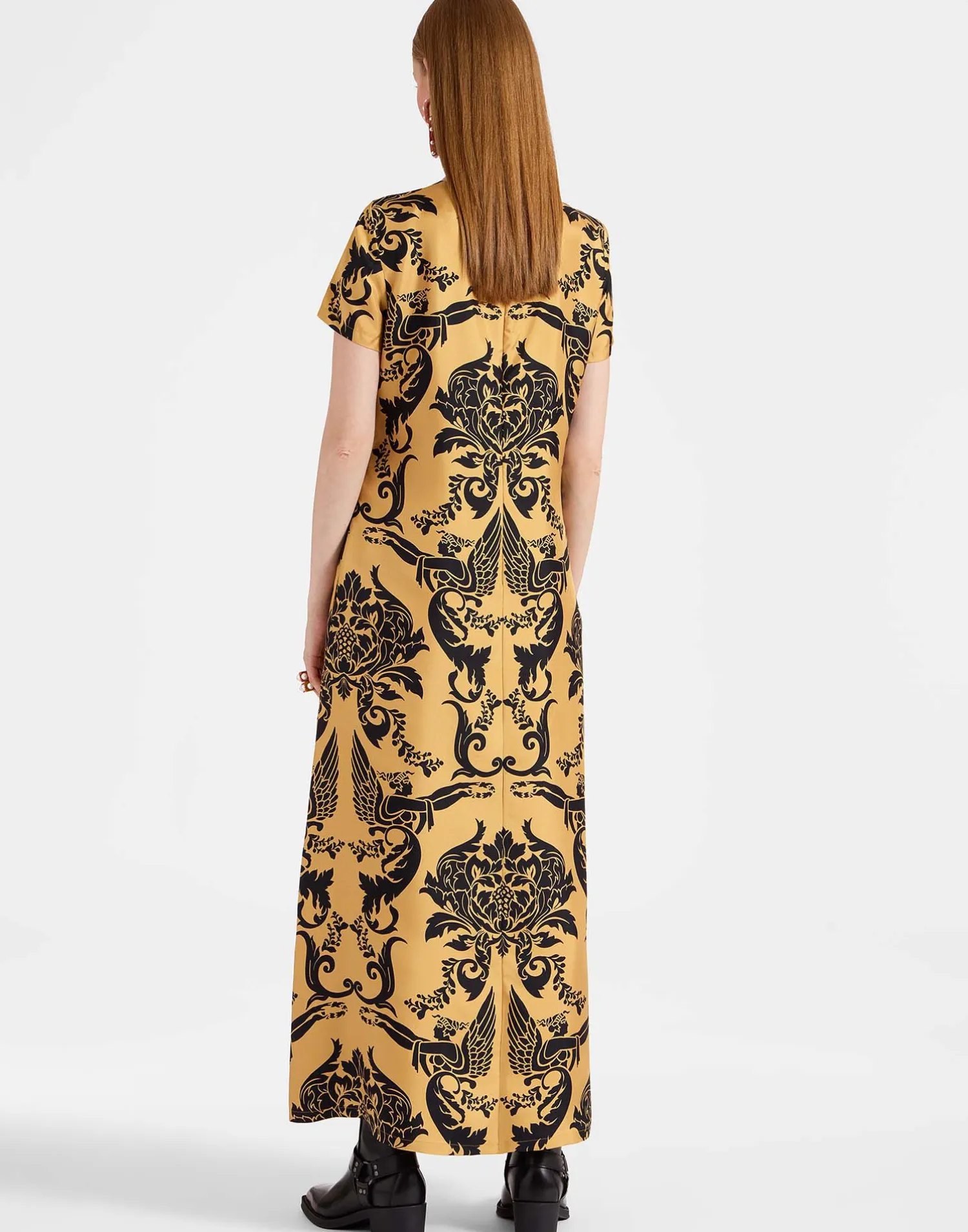 La DoubleJ Vestiti<Swing DressCherubs Gold in Silk Twill