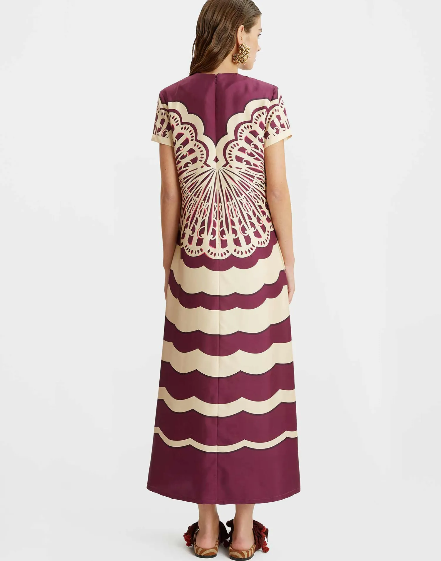 La DoubleJ Vestiti<Swing DressFans Placée Purple in Silk Twill