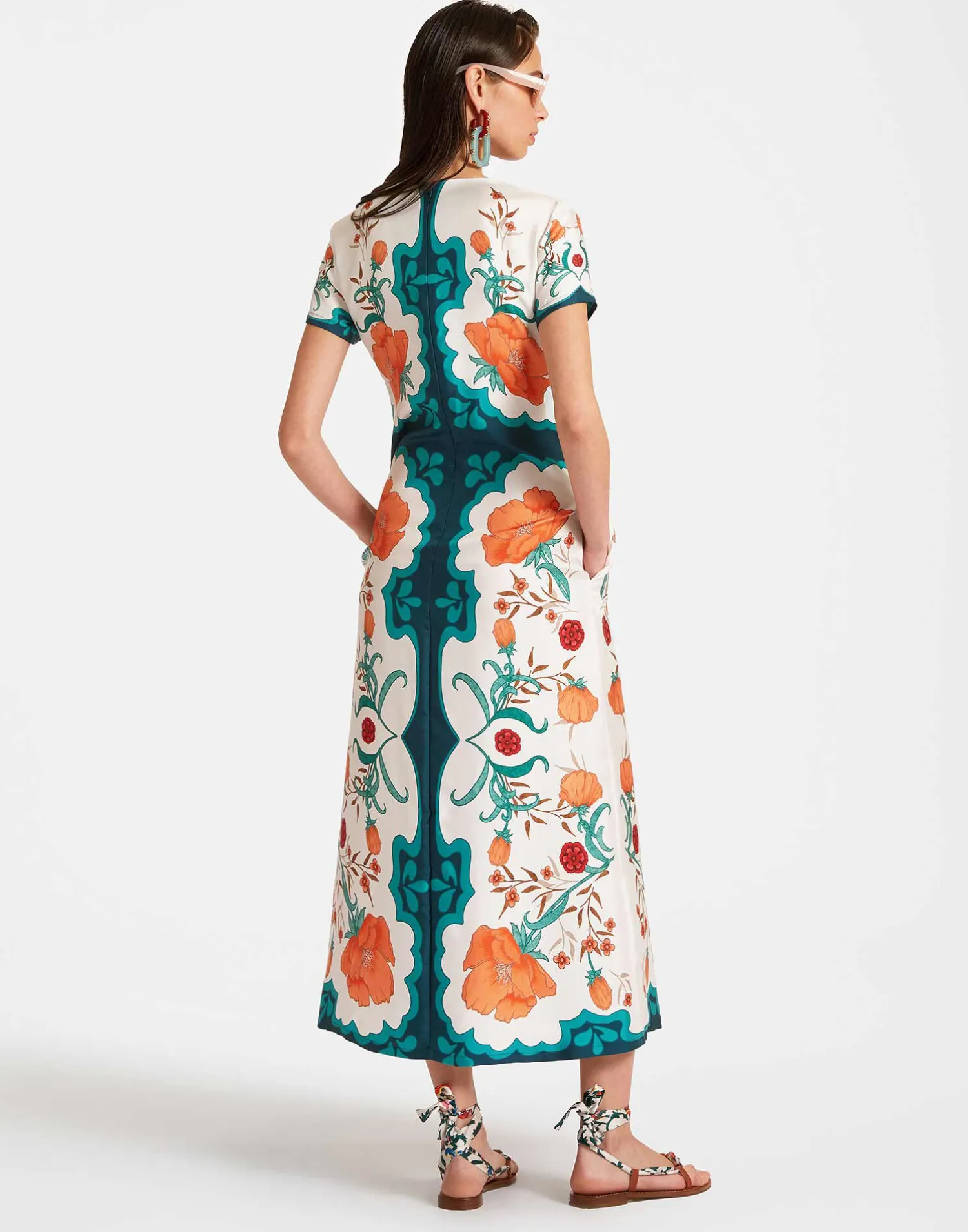 La DoubleJ Vestiti<Swing DressMorpheus Placée Orange in Silk Twill