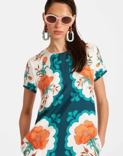 La DoubleJ Vestiti<Swing DressMorpheus Placée Orange in Silk Twill