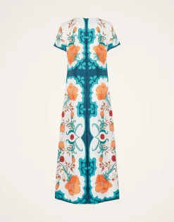 La DoubleJ Vestiti<Swing DressMorpheus Placée Orange in Silk Twill