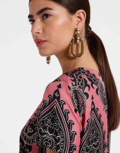 La DoubleJ Vestiti<Swing DressOltrarno Pink in Silk Twill