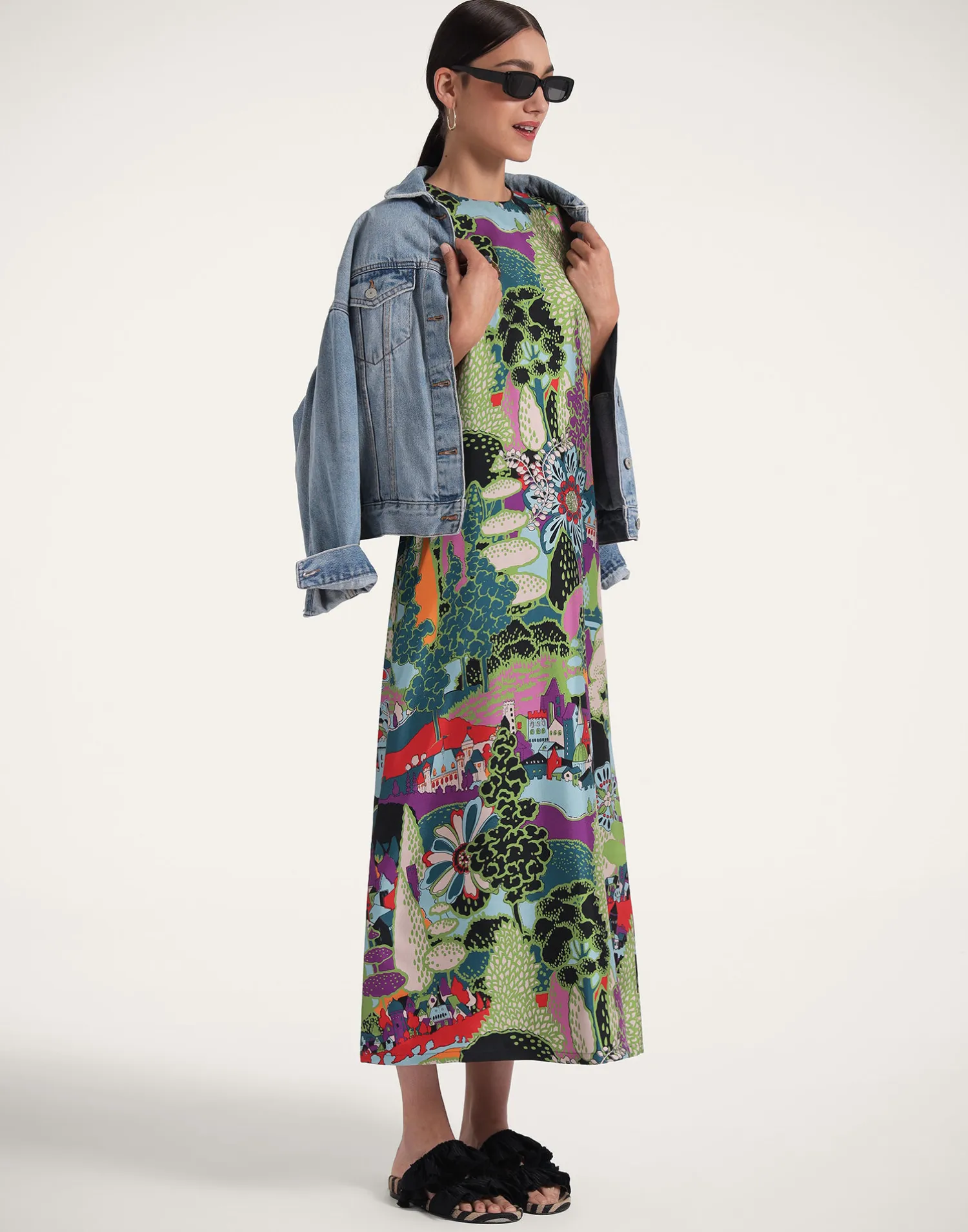 La DoubleJ Vestiti<Swing DressPaesaggio in Silk