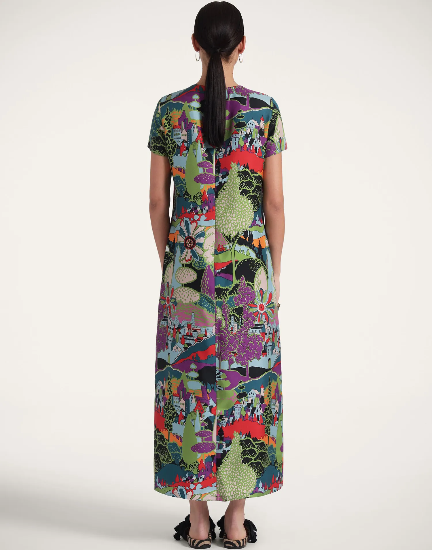 La DoubleJ Vestiti<Swing DressPaesaggio in Silk