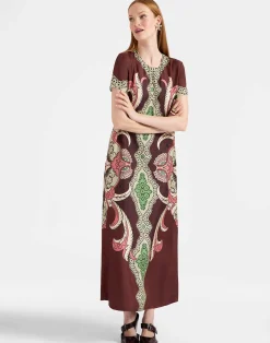 La DoubleJ Vestiti<Swing DressPortal Placée Brown in Silk Twill